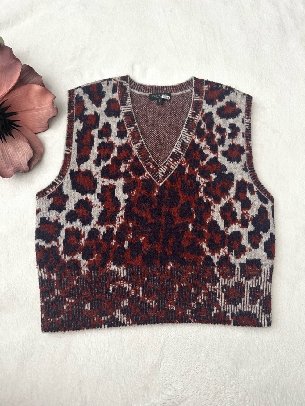 Rag and Bone Sarah Leopard Sweater Vest Medium